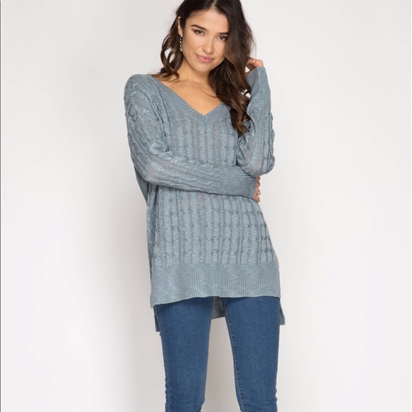 Lattice back cream cable knit sweater - Picture 5 of 7